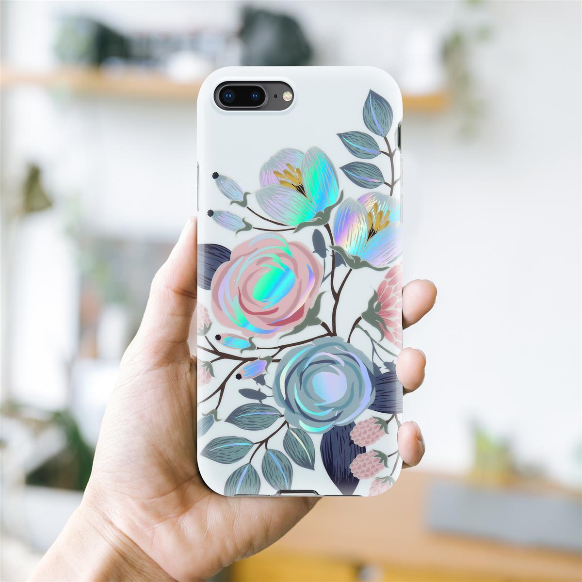 Thumbnail - Cadorabo IMD TPU Bunte Blumen & Blätter Cover (Apple iPhone 7 Plus), Smartphone Hülle, Weiss