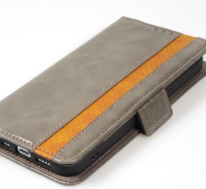 Immagine prodotto PhoneLook Etui cuir Flip Wallet en cuir véritable avec stripe design et compartiment à cartes (Apple iPhone 13 Pro Max)