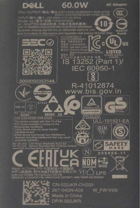 Actual product image Dell HA60NM200 (60 W)
