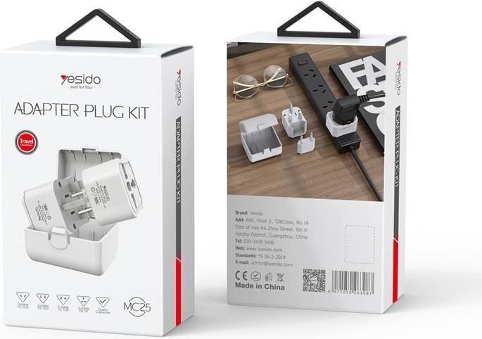 Actual product image Yesido MC25 Travel Adapter Plug Kit
