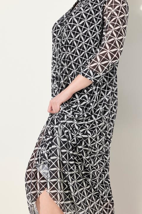 Image du produit Ulla Popken Robe maxi en mesh, doublée. Décolleté rond et manches 3/4. (44)