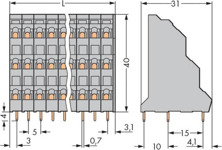 Actual product image Wago Three-pin PCB cl.