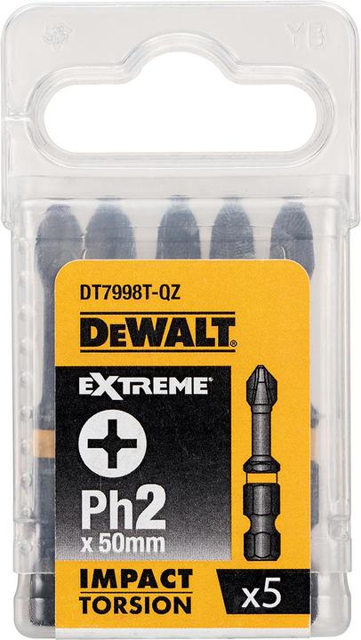 Produktbild DeWalt Phillips PH2 Schraubendreherbit, Typ Schlagschrauberbit, 5teilig (Kreuz Phillips PH)