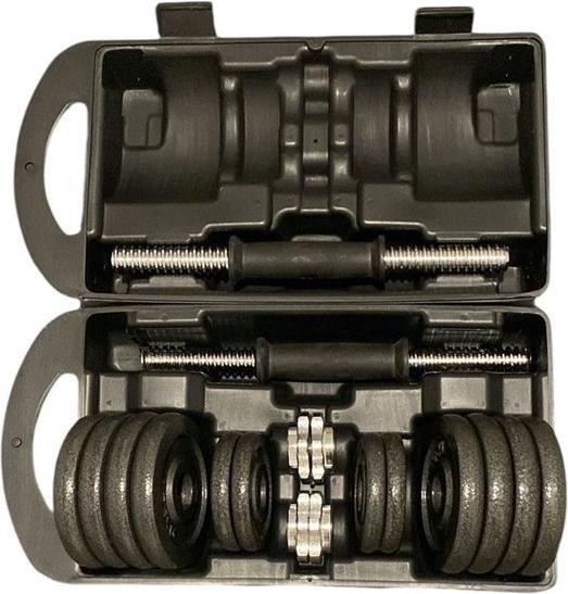 Immagine prodotto Gym Universe Set di manubri da 15 kg con valigetta cromata (4 x 0,5 kg, 8 x 1,25 kg, 2 x 1,5 kg)