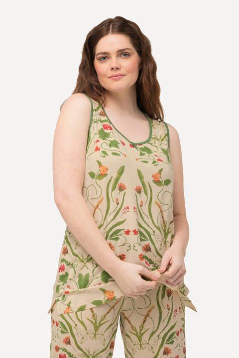 Produktbild Ulla Popken Pyjamatop, Blüten, Rundhals, ärmellos (46, 48)