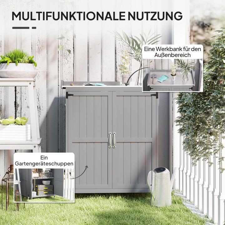 Immagine prodotto Outsunny Gartenschrank Tannenholz, Edelstahl Grau