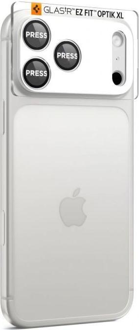 Actual product image Spigen Optik Pro XL EZ Fit iPhone 17 Pro Max Lens Protector Silver (2 pcs., Apple iPhone 17 Pro Max)