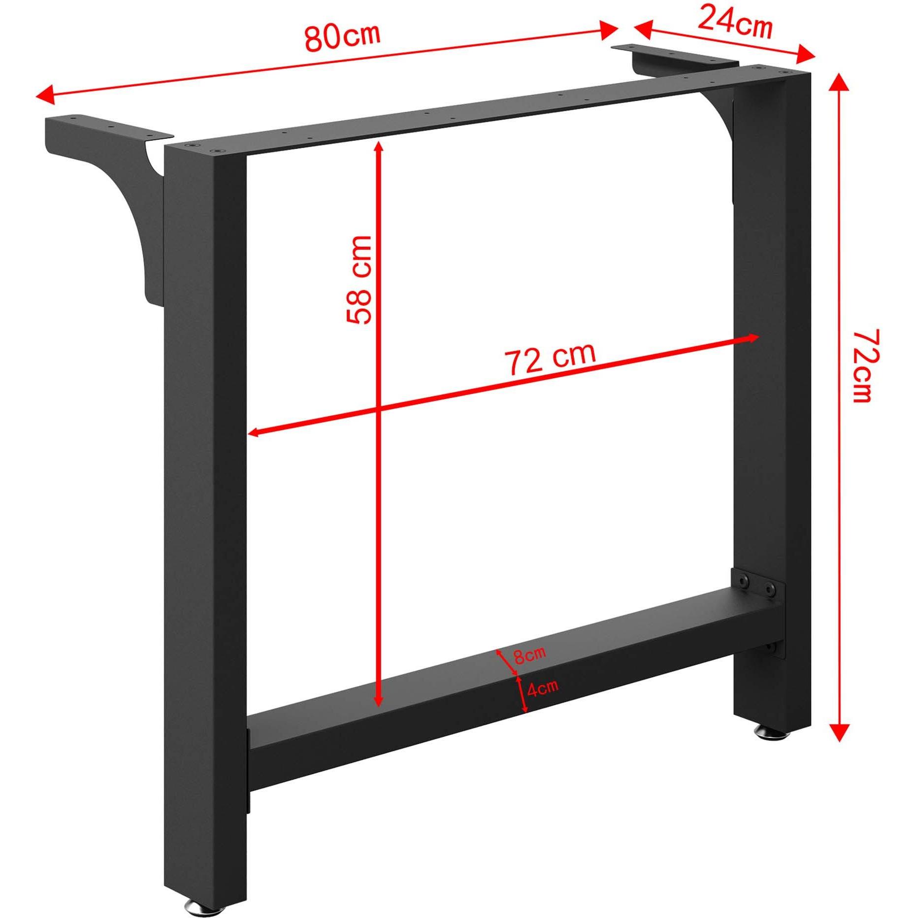 Thumbnail - Wiltec, Tischbeine + Tischgestell, Tischbeine Set 80x72cm schwarz pulverbeschichtet Tischkufen Tischgestell