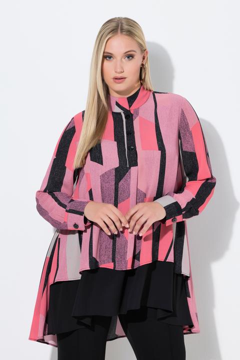 Actual product image Ulla Popken Graphic Print Layered Tunic Blouse (58)