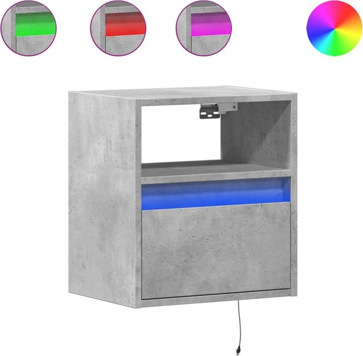 Image du produit vidaXL Armoire TV Armoire murale Lowboard Suspendu avec éclairage LED Gris béton