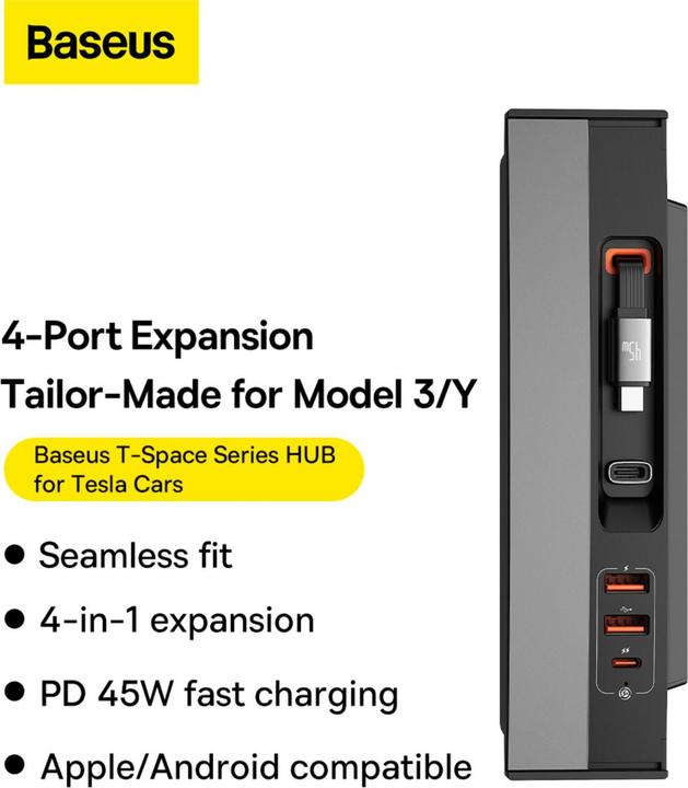 Image du produit Baseus T-Space Series USB-HUB pour Tesla Model 3