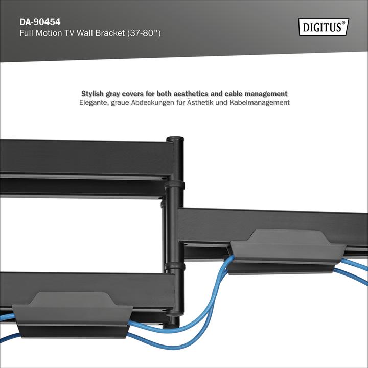 Immagine prodotto Digitus Montaggio a parete 600x400 -60kg 37-80"/movimento completo/inclinazione/rotazione (Muro, 60 kg, 37" - 80")