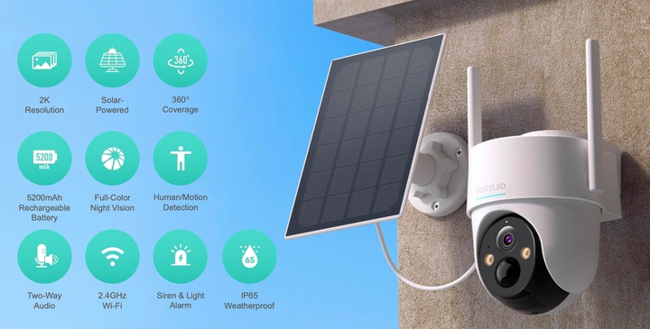 Actual product image Botslab PT Battery Wi-Fi Camera, 5200mAh Rechargeable Battery, AI Human Detection, IP65 Weatherproof