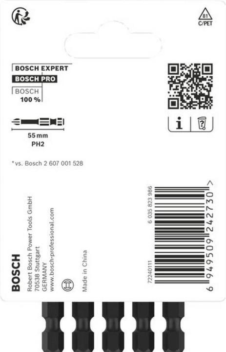 Produktbild Bosch Professional Zubehör PRO Phillips Impact Bit, PH2, 55 mm, 5-tlg. (Kreuz Phillips PH)