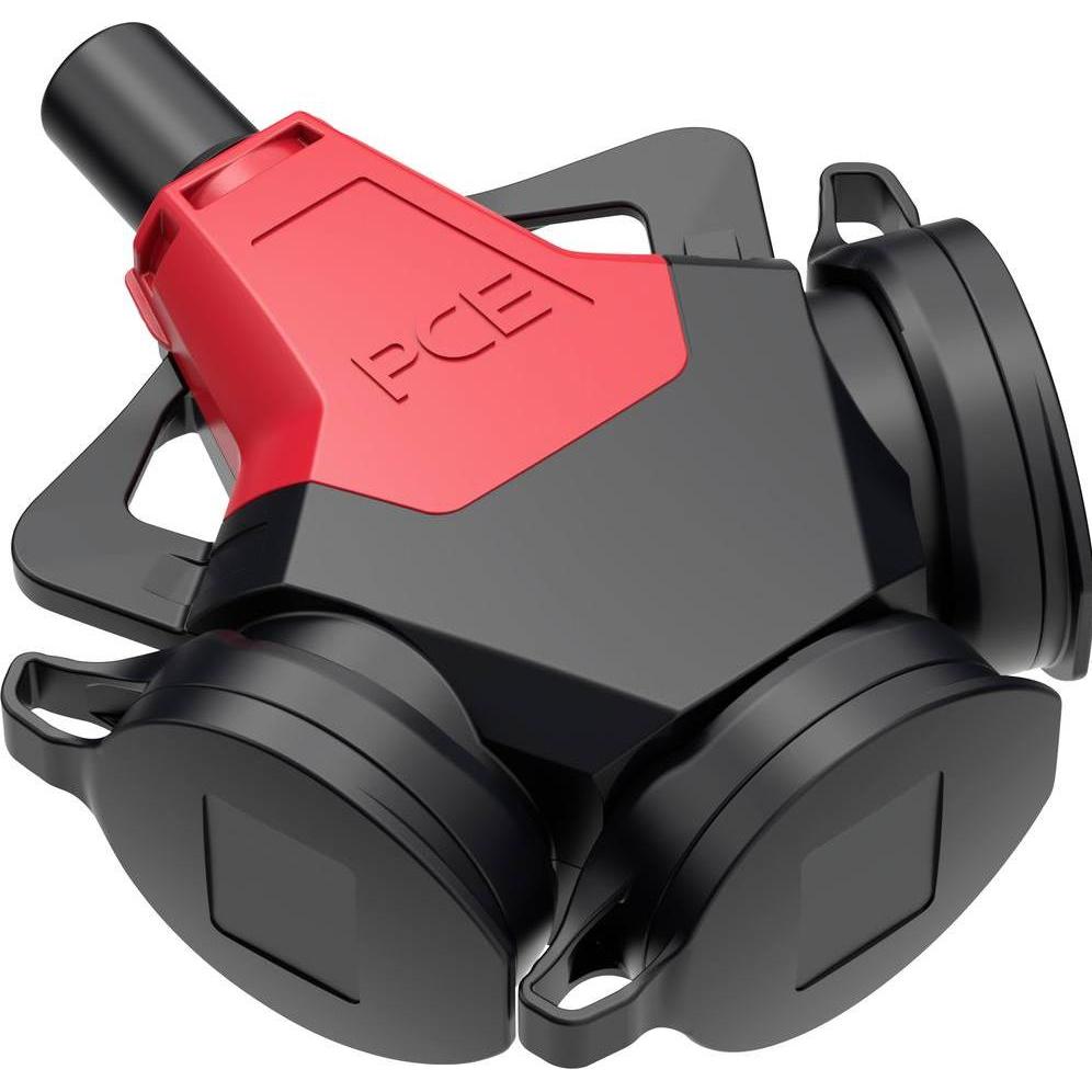 PCE, Netzstecker + Netzkupplung, PC Electric 243711-src5 3fach-Kupplung Gummi mit Spannungsanzeige 250 V Rot IP54