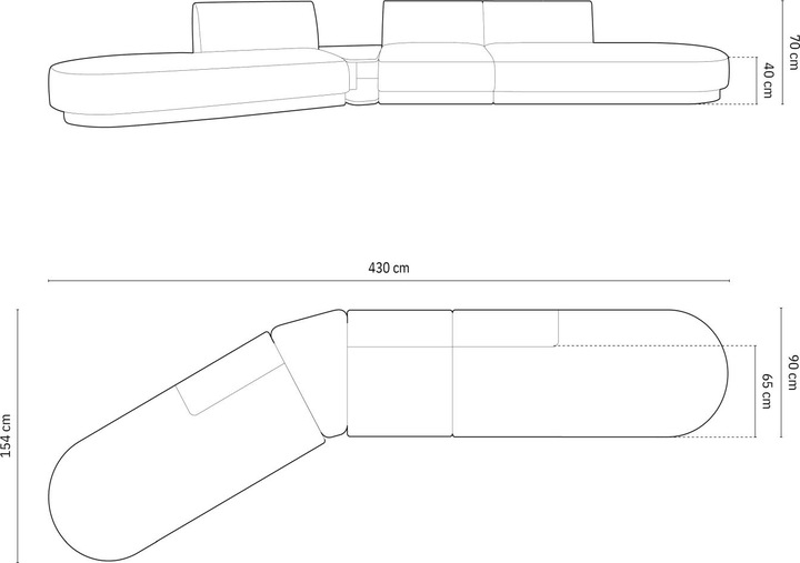 430 x 154 x 70 cm