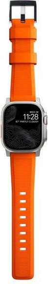 Actual product image Nomad Rugged Strap -ranneke, Apple Watch 49 / 45 / 44 /, oranssi / hopea (45 mm, 44 mm, 42 mm, 49 mm, Plastic, Apple Watch Series 9)