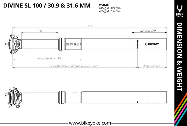 Produktbild BikeYoke Divine SL 125 mm Vario-Sattelstütze ohne Remote (30.90 mm)