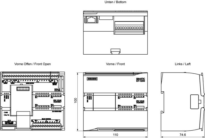 Actual product image Siemens SIMATIC S7-1200 CPU 1214C, DC/DC/Relay