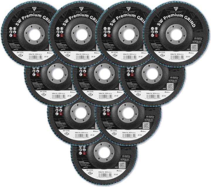Produktbild Stahlwerk Schleifscheibe Fächerscheibe Lamellenscheibe P40 Ø125 mm 10er Set (P40)