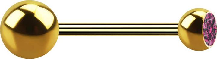 Actual product image Star Piercing Micro barbell gold-plated with ball and ball crystal pink (Surgical steel 316L, without brass)