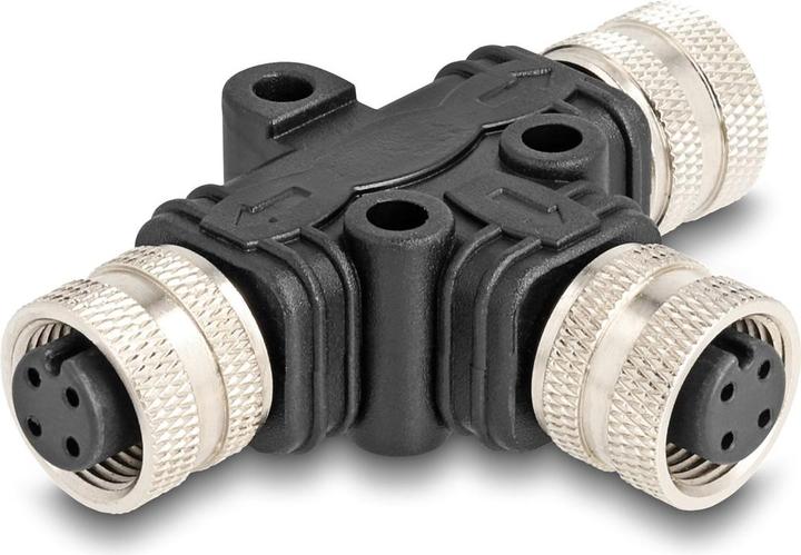 Actual product image Delock M12 T-splitter A-coded 4 pin socket to 2 x socket parallel connection