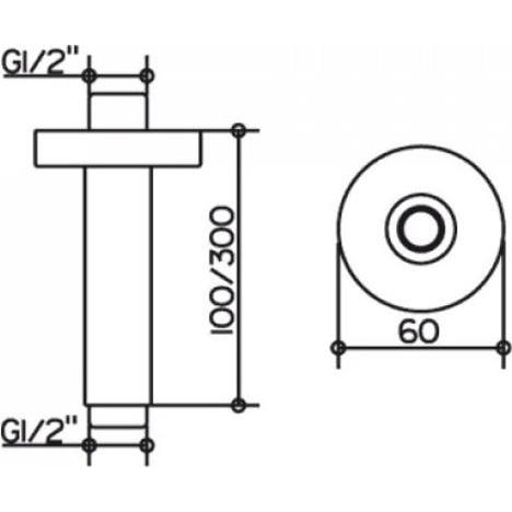 Thumbnail - Keuco, Duschsystem, Brausearm ELEGANCE Rosette rund Ausldg 100mm vc