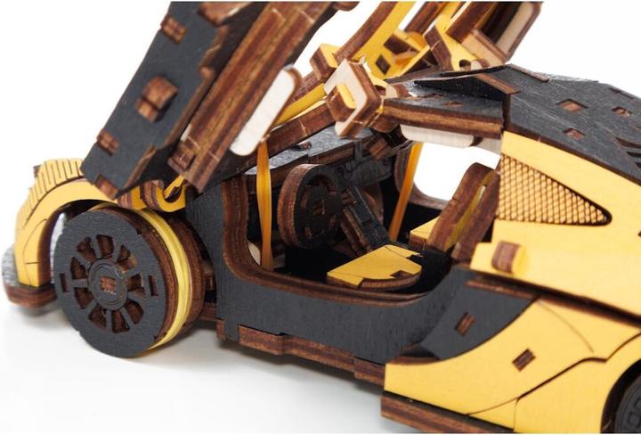 Actual product image Eco Wood Art Mechanical 3D wooden-puzzle - Racing Car -Yellow (237 parts)