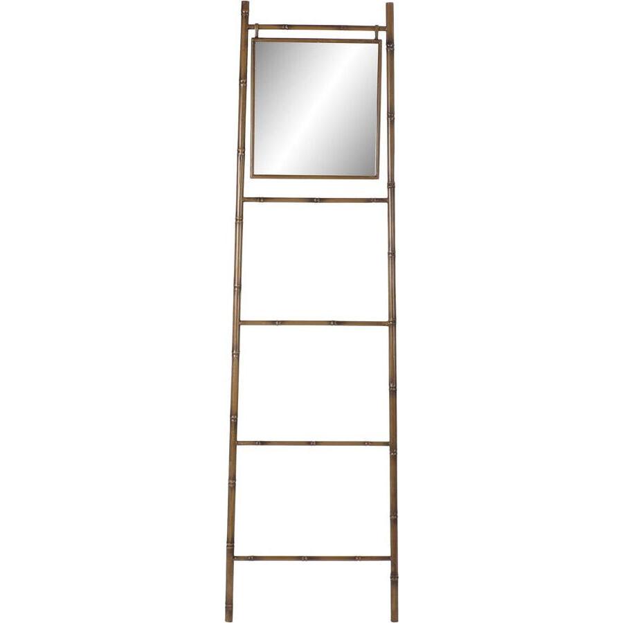 DKD Home Decor, Porta asciugamani + ganci per asciugamani, Free-Standing Towel Rack Mirror Metal Mustard (55 x 3 x 190 cm)