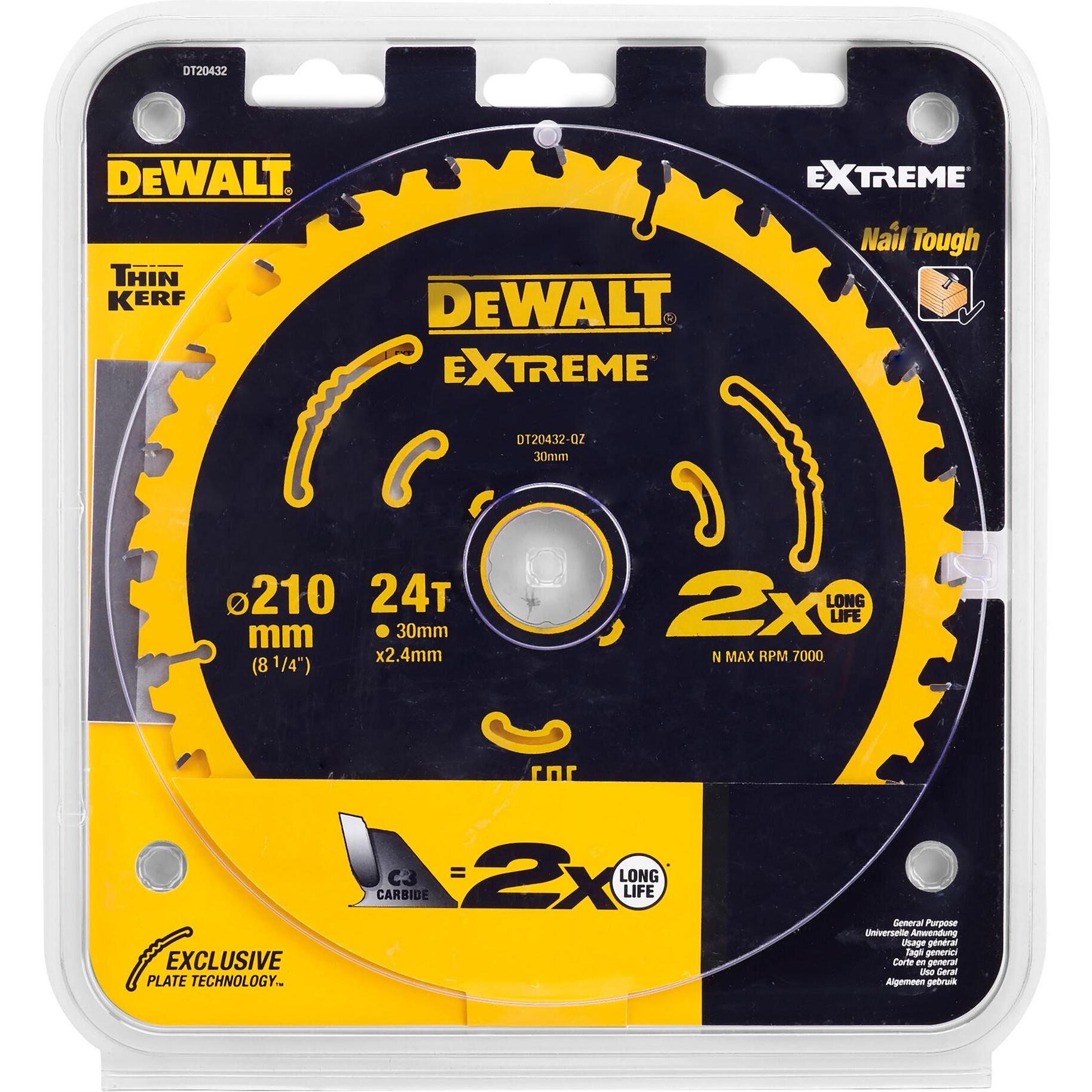 Thumbnail - DeWalt, Sägeblatt, DT20432QZ Kreissägeblatt 210 x 30 x 2.4 mm Zähneanzahl: 24 1 St.