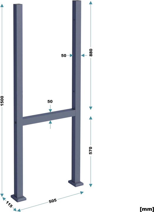 Produktbild Wiltec Toboli Paketbox Ständer 610x115x1500mm Briefkasten Standfuss Standbriefkasten
