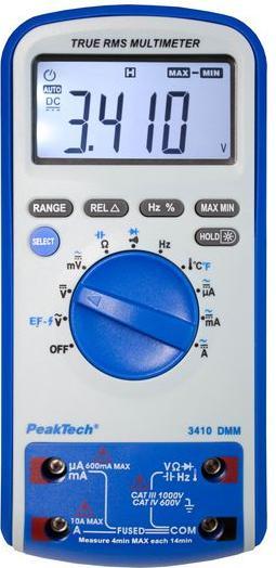 Image du produit Peaktech Multimètre numérique TRMS AC 6000 chiffres 700 VAC 1000 VDC 10 ADC ( 3410) (CAT IV 600V, CAT III 1000V)
