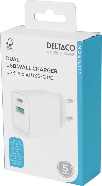 Actual product image Deltaco USB Wall Charger (20 W)
