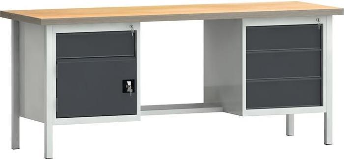 Produktbild KLW Werkbank PW 700 B2000xT700xH840mm Buche Multiplex lichtgrau, RAL 7035 anthrazitgrau, RAL 7016 4 S... (200 cm, 70 cm)