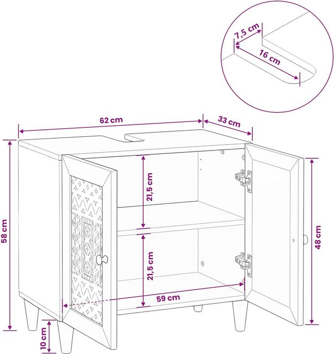 Actual product image vidaXL Badezimmeraufbewahrung (62 x 33 x 58 cm)