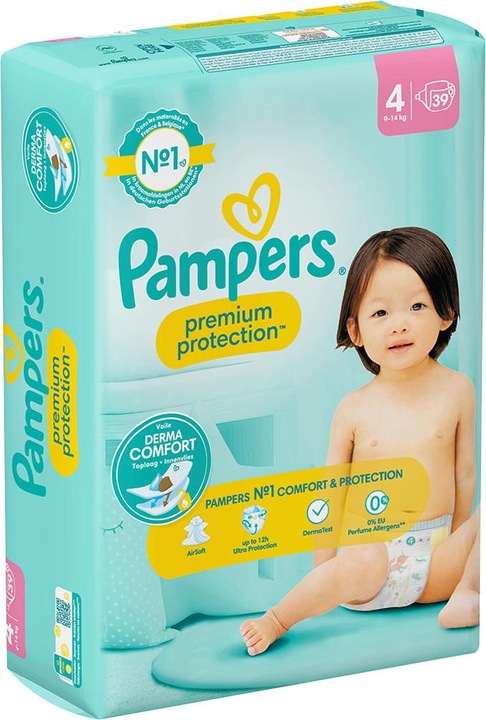 Immagine prodotto Pampers Premium Protection (Dimensione 4, Pacco trasportabile, 39 Pezzo/i)