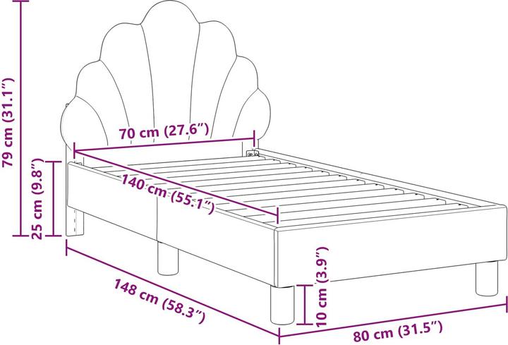 Image du produit vidaXL Moderner Bettrahmen (70 x 140 cm)