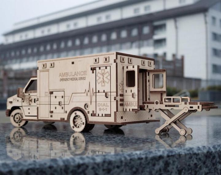 Actual product image Eco Wood Art Mechanical 3D wooden-puzzle - Ambulance (386 parts)