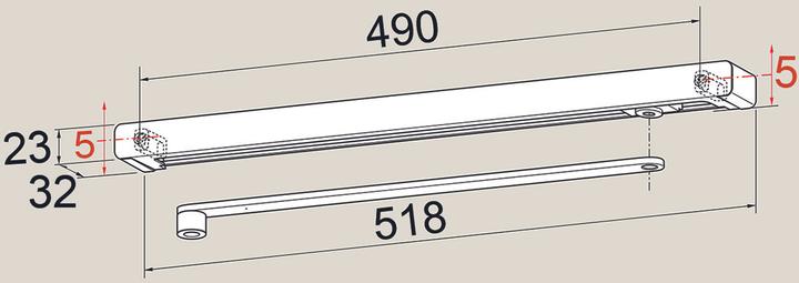 Actual product image Dormakaba Slide rail with lever G-N XEA (Room door, Entrance door, Wooden door, French window, Indoor)