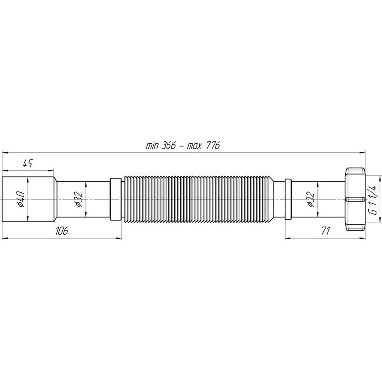 Thumbnail - Ani Plast, Siphon, FLEXIBLE HOSE 1 1/2X40/50 EXTENDED