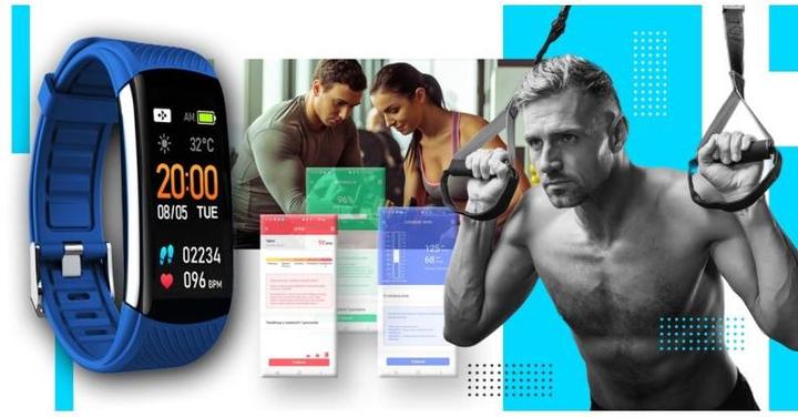 Actual product image Giewont Smart bracelet GW200-7, Black, additional blue bracelet