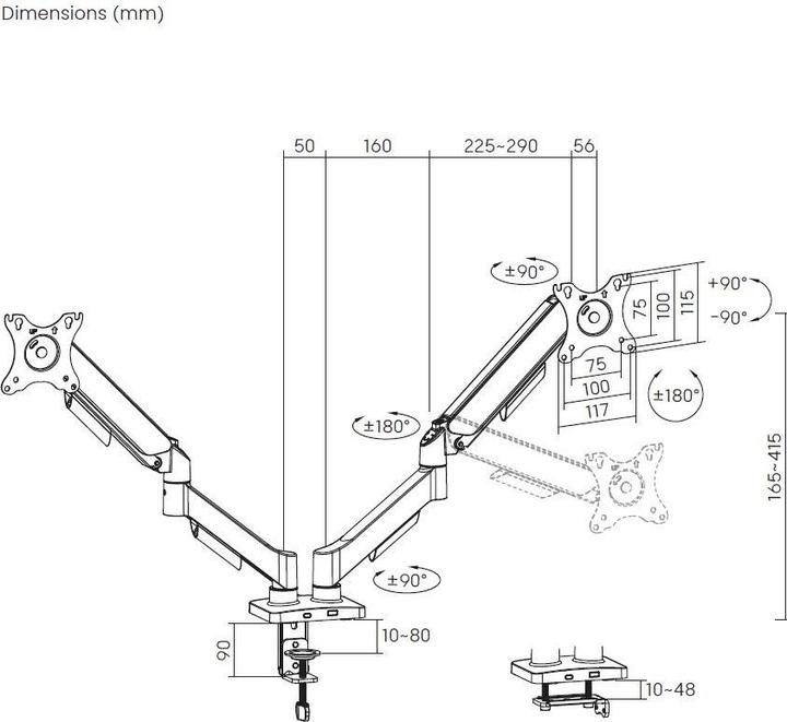 Produktbild Deltaco ARM-1300-B (Tisch, 32", 9 kg)