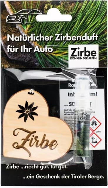 ZNatur Zirben Holz Autoduft Aufhänger Anhänger Holz Herz mit Gravur Zirbe No.13