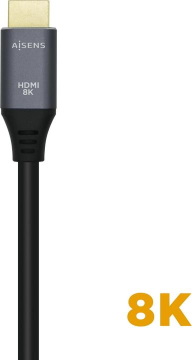 Image du produit Aisens CABLE HDMI V2.1 ULTRA ALTA VELOCIDAD 8K60HZ M/M 2.0M GRIS NEGRO (2 m, HDMI, 2.1)