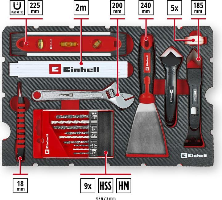 Actual product image Einhell Werkzeugkoffer 78-tlg. E-Case Renovierung (78 pieces)