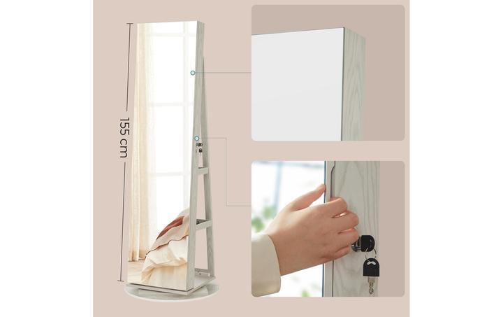 Immagine prodotto Songmics Armadietto per gioielli bianco a 3 ripiani con illuminazione