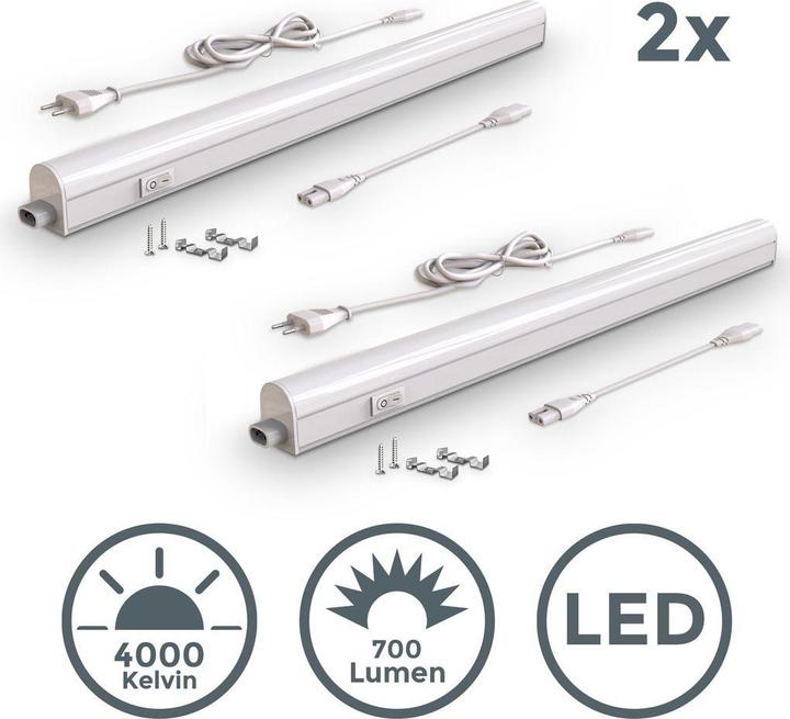 Immagine prodotto B.K.Licht Luce LED sottopensile, bianca, LED/8W, set di 2 (800 lm)