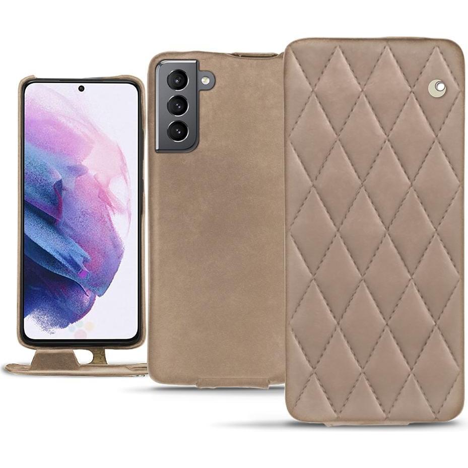 Noreve Lederschutzhülle vertikal (Samsung Galaxy S21), Smartphone Hülle, Beige