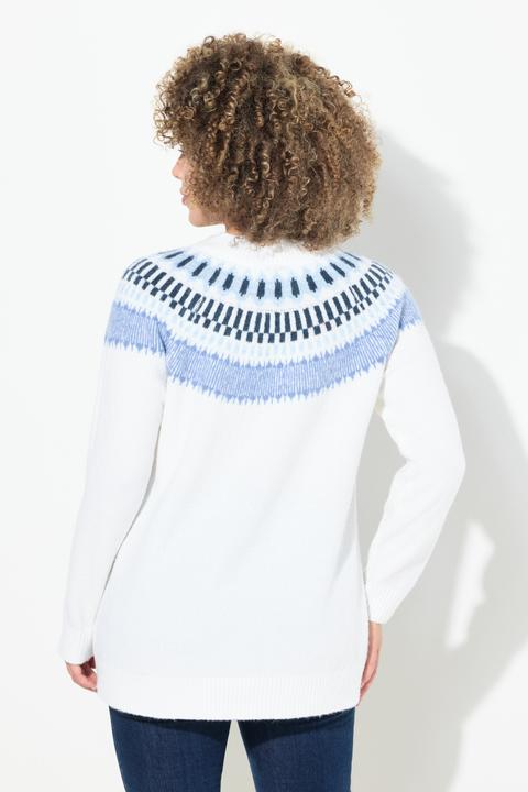 Immagine prodotto Ulla Popken Maglione in morbida maglia fine con tipico design norvegese, scollo a girocollo e maniche lunghe (46, 48)