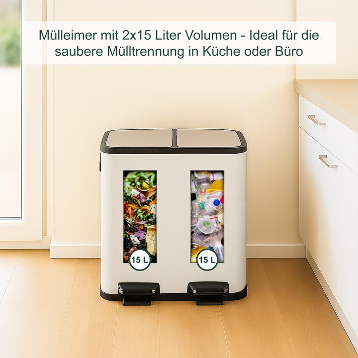 Immagine prodotto Relaxdays Mülleimer Küche 2x 15 Liter (15 l)